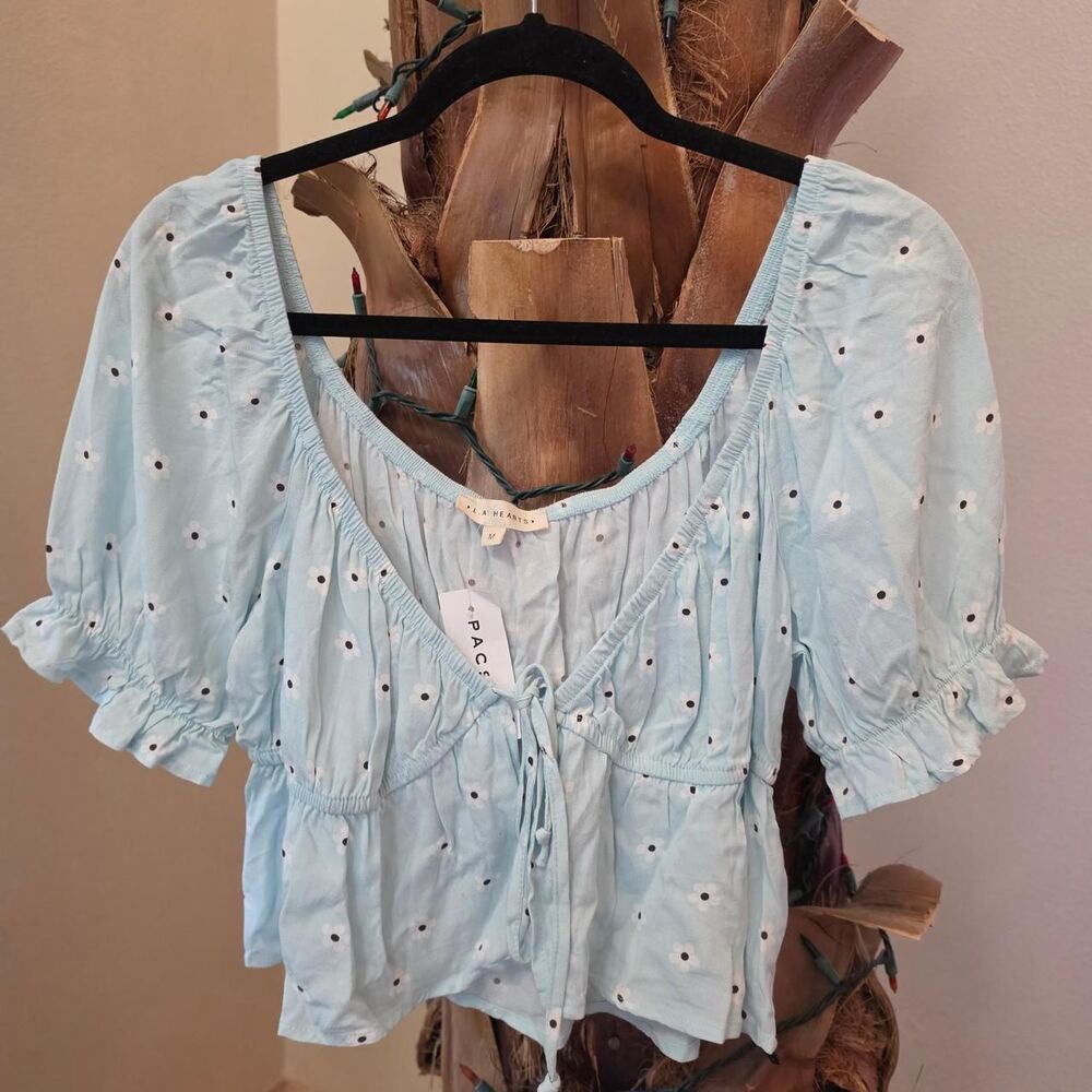 NWT LA Hearts by Pacsun Blue Floral Blouse